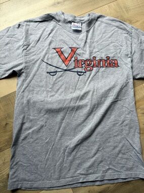Hanes Grey Virginia Graphic Short-Sleeve Tee with Orange Print